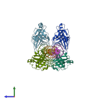 PDB entry 4jbk coloured by chain, side view.
