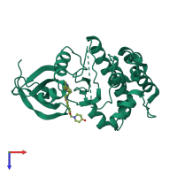 PDB entry 4jbp coloured by chain, top view.