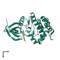 PDB entry 4jbq coloured by chain, top view.