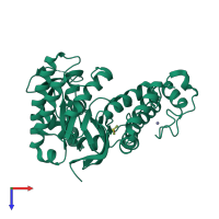 PDB entry 4jbr coloured by chain, top view.