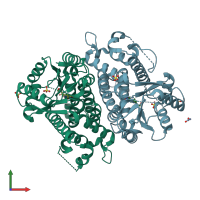 PDB entry 4jbx coloured by chain, front view.