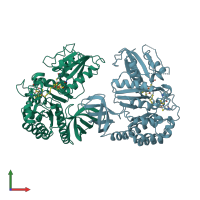 PDB entry 4jc0 coloured by chain, front view.