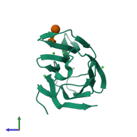 PDB entry 4jc1 coloured by chain, side view.