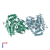 PDB 4jc8 coloured by chain and viewed from the top.