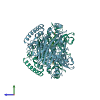 PDB entry 4jch coloured by chain, side view.