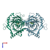 PDB entry 4jch coloured by chain, top view.