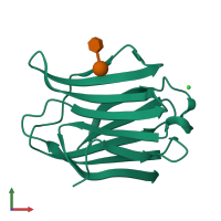 PDB entry 4jck coloured by chain, front view.