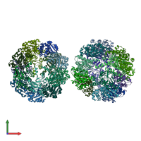 PDB entry 4jcq coloured by chain, front view.