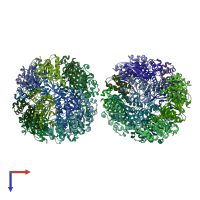 PDB entry 4jcq coloured by chain, top view.