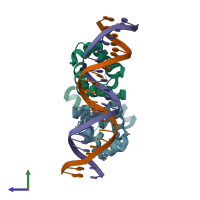 PDB entry 4jcx coloured by chain, side view.