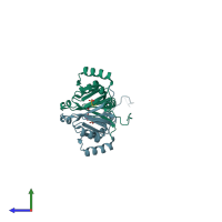 PDB entry 4jd1 coloured by chain, side view.