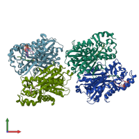 PDB entry 4jd3 coloured by chain, front view.