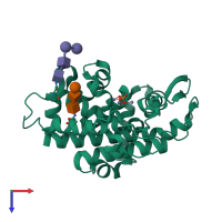 PDB entry 4jdg coloured by chain, top view.