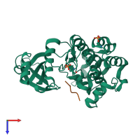 PDB entry 4jdj coloured by chain, top view.