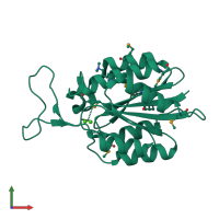 PDB entry 4jdu coloured by chain, front view.