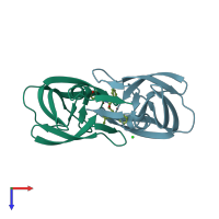 PDB entry 4jec coloured by chain, top view.