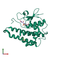 PDB entry 4jed coloured by chain, front view.