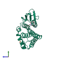 PDB entry 4jed coloured by chain, side view.
