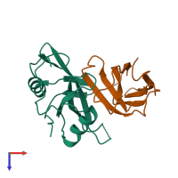 PDB entry 4jeg coloured by chain, top view.