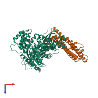 PDB entry 4jeh coloured by chain, top view.