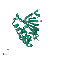 PDB entry 4jer coloured by chain, side view.