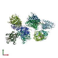 PDB entry 4jet coloured by chain, front view.