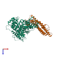 PDB entry 4jeu coloured by chain, top view.