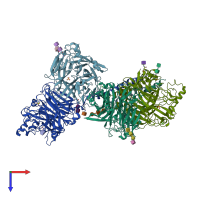 PDB entry 4jf7 coloured by chain, top view.