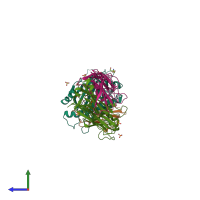 PDB entry 4jfd coloured by chain, side view.