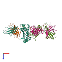 PDB entry 4jfd coloured by chain, top view.