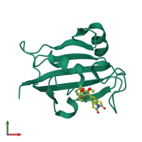 PDB entry 4jfl coloured by chain, front view.