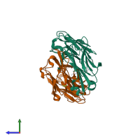 PDB entry 4jg1 coloured by chain, side view.