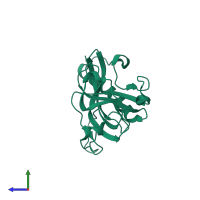 PDB entry 4jg2 coloured by chain, side view.