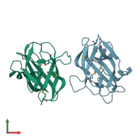 PDB entry 4jg9 coloured by chain, front view.