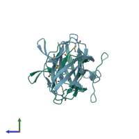 PDB entry 4jg9 coloured by chain, side view.