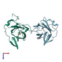 PDB entry 4jg9 coloured by chain, top view.