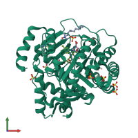 PDB entry 4jgd coloured by chain, front view.