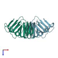 PDB entry 4jgf coloured by chain, top view.