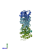 PDB entry 4jgk coloured by chain, side view.