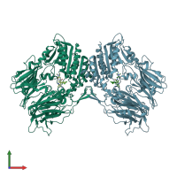 PDB entry 4jh0 coloured by chain, front view.