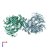 PDB entry 4jh0 coloured by chain, top view.