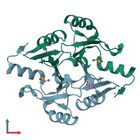 PDB entry 4jh1 coloured by chain, front view.