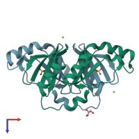 PDB entry 4jh1 coloured by chain, top view.