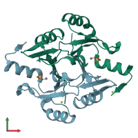 PDB entry 4jh2 coloured by chain, front view.