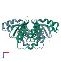 PDB entry 4jh2 coloured by chain, top view.