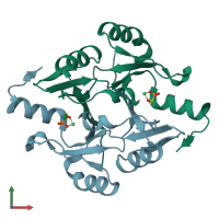 PDB entry 4jh4 coloured by chain, front view.