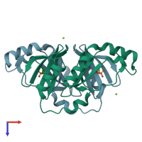 PDB entry 4jh5 coloured by chain, top view.