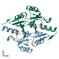 PDB entry 4jh6 coloured by chain, front view.