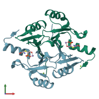 PDB entry 4jh7 coloured by chain, front view.