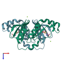 PDB entry 4jh7 coloured by chain, top view.